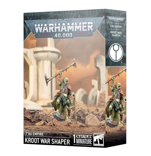 Questo kit di plastica in più parti costruisce un Kroot War Shaper, un comandante qualificato per le forze Kroot impiegate dall'Impero T'au.