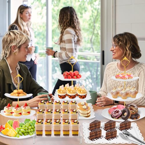 Xoogifae Dessert Table Display Set, 3 Tier Cupcake Stands with Appetizer Trays - Image 8