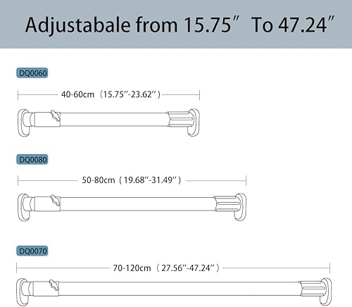 Miniatura 2 de Hershii Cortina de ducha expandible para ventana, barra de tensión con cabeza ovalada, barra colgante para armario, sin taladrar, diámetro de tubo