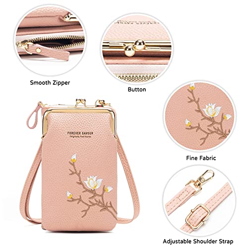 PORRASSO Fashion Phone Bag Crossbody Bag Women Purse Shoulder Bag with Card Slots Leather Mini Wallet Black4