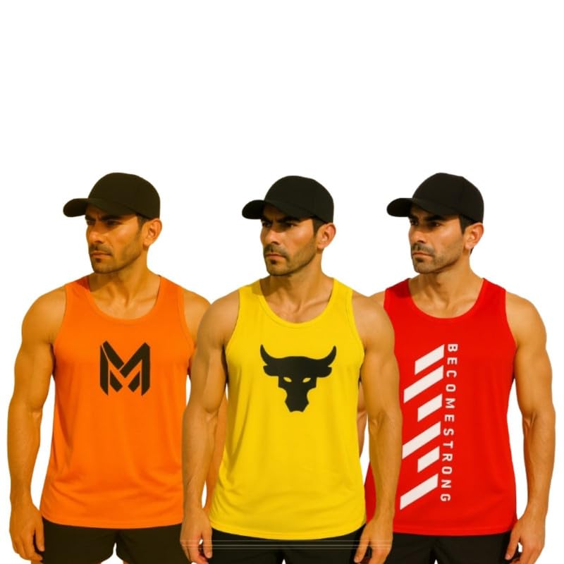 Pack of 3 Sando For Men Men’s Sleeveless Round Neck Vest – Pack of 3, Polyester Fabric, Quick Dry Gym & Casual Wear Gym Fit Pack of 3 premium-quality sleeveless vest for men-image-10