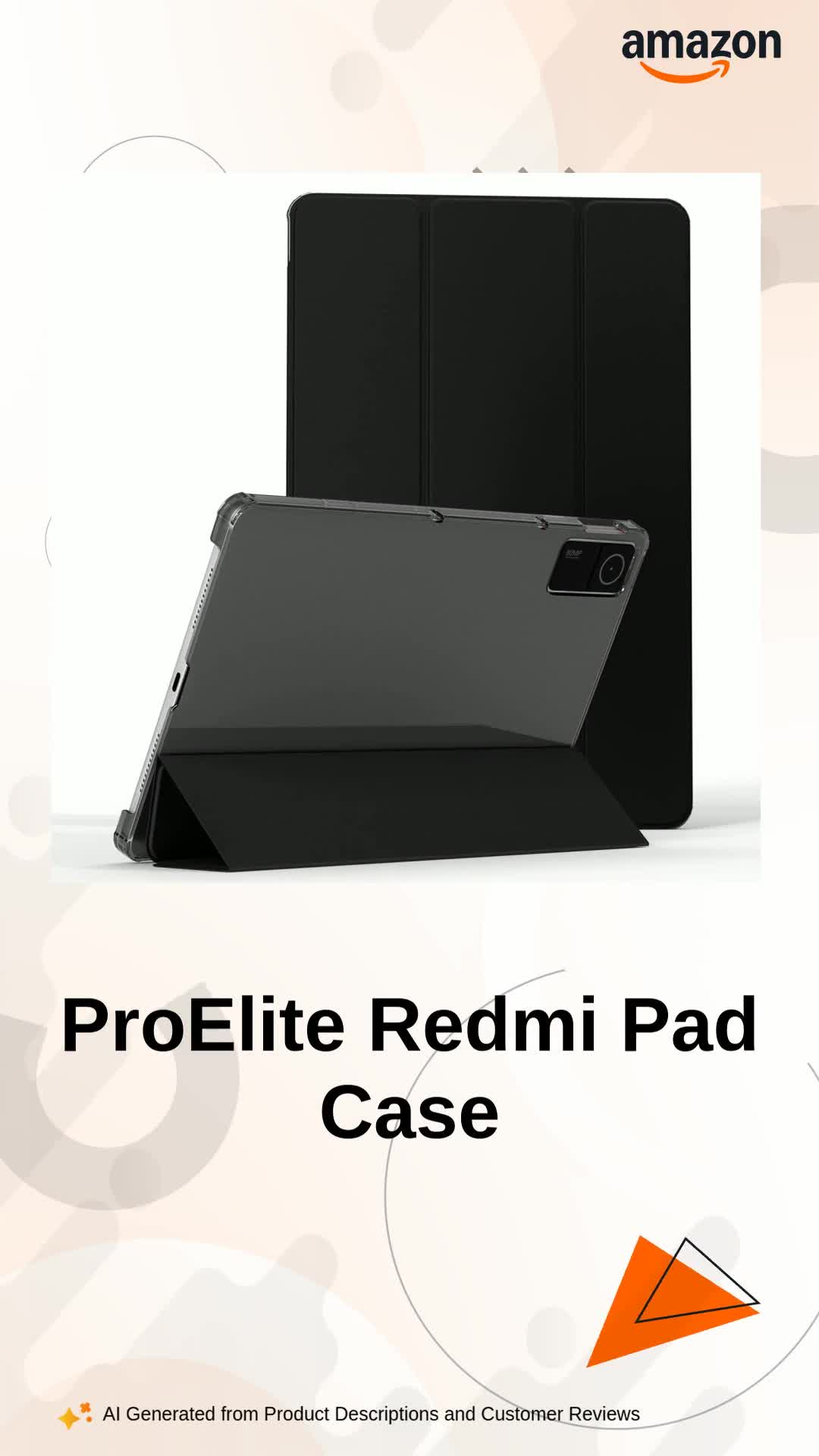 Redmi Pad Pro (カバー、フィルム、スマートペン付) ProElite Smart Flip Case Cover for Redmi Pad 10.6 inch Translucent