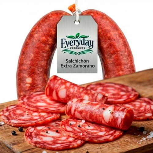 Everyday Products Salchichón de Zamora Extra (500g) - Embutido Artesano en Sarta - Receta Tradicional con Pimienta Negra y Especias Naturales - Sin Gluten - Ideal para Bocadillos y Tablas de Embutidos
