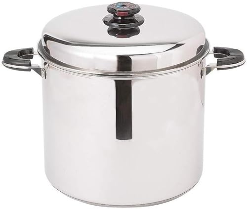 Precise Heat Cookware - Olla de cocina sin agua con cesta de vapor profunda 24 cuartos de galón color plateado