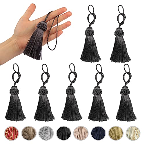 Fenghuangwu 8Pcs Tassel Key Colorful Tassel For Cord Loop,Elegant Handmade Diy Craft Accessory Home Decoration (Charcoal) #TOP7