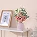 Artificial Flowers with Ceramic Vase,Faux Silk Roses and Fake Plant Eucalyptus in Vase for centerpiece table decorations, living room,dining table,fireplace,office,farmhouse,home decor(Dusty Pink)