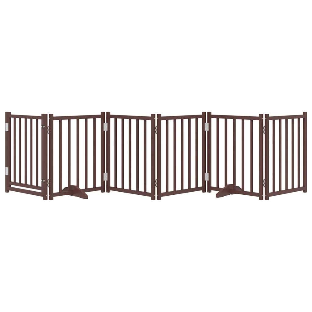 Homgoday Barrera para Perros,Barrera de Seguridad para Perros Mascotas,para Escaleras y Puertas Puerta de Perros Plegable 6 Paneles Madera Abeto marrón 300 cm
