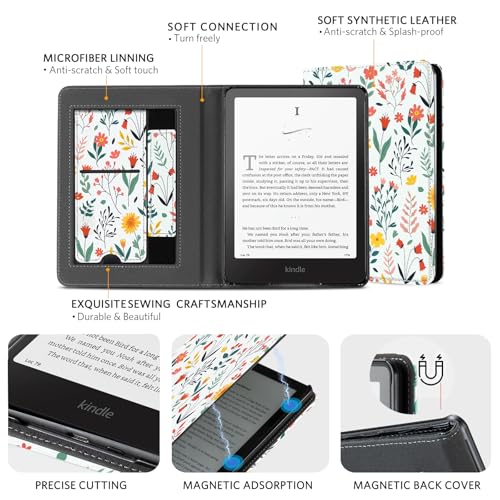 Image of CoBak Stand Case for 7 inch Kindle Paperwhite 12th Gen 2024 and Kindle Colorsoft with Hand Strap - Compatible with iPhone MagSafe, for Samsung /Belkin /Anker Wireless Charging Pads, Durable, Auto Sleep Wake