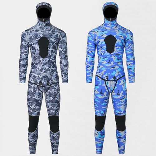 newrong Fato de surfe, roupa de mergulho, 3 mm, manga comprida, à prova de frio, quente, cinza, GG