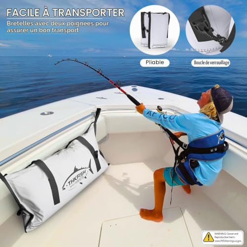 THKFISH Sac isotherme pour poissons (blanc-noir, 101,6 x 40,6 cm) – vue 7