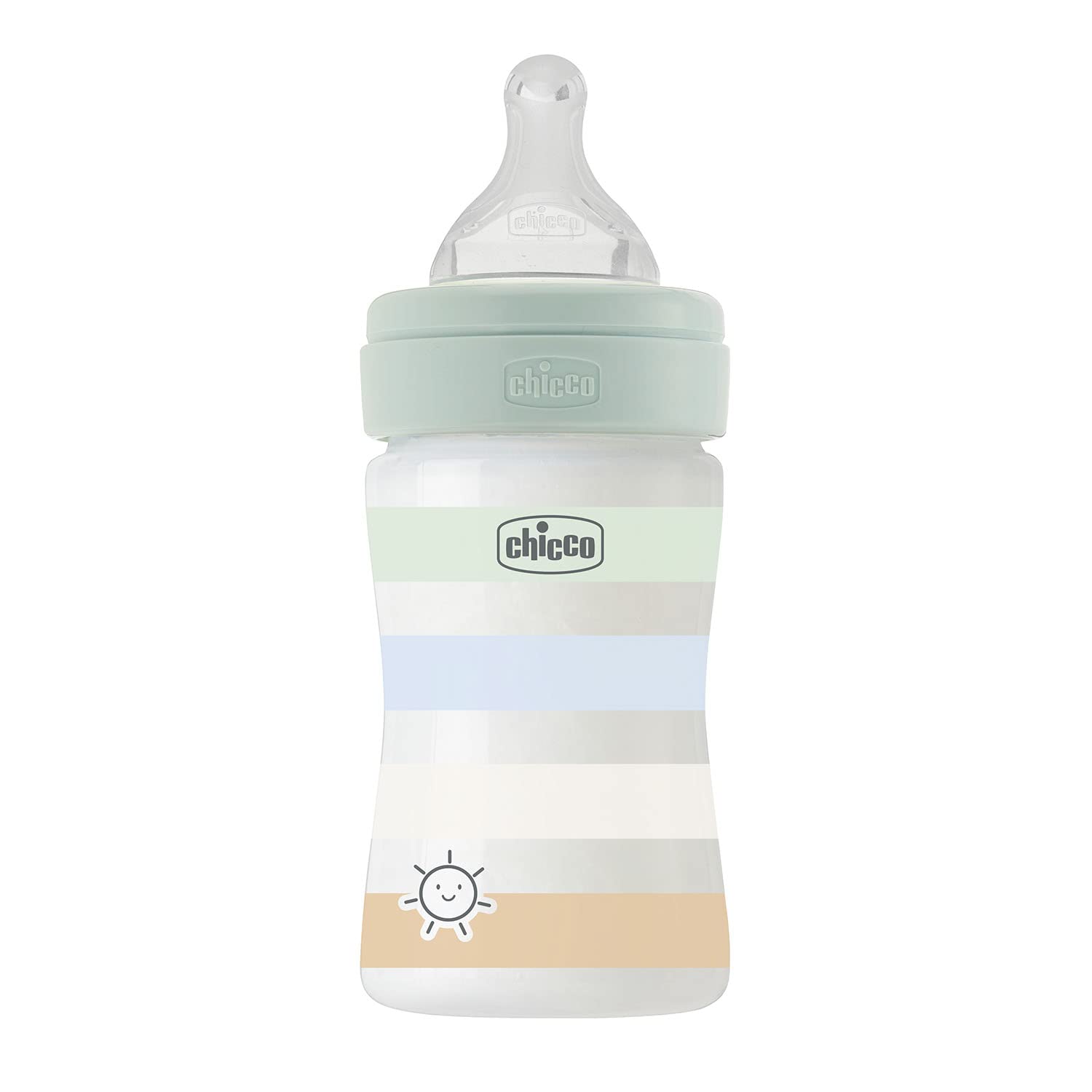 Chicco Biberon Flusso Lento,Tettarella Physio Morbido Silicone,Finitura Soft Sense,Anticolica,Riduce Rigurgito e Irritabilità,Bottiglia Plastica 150 ml, 0 Mesi+,Bambino,Azzurro