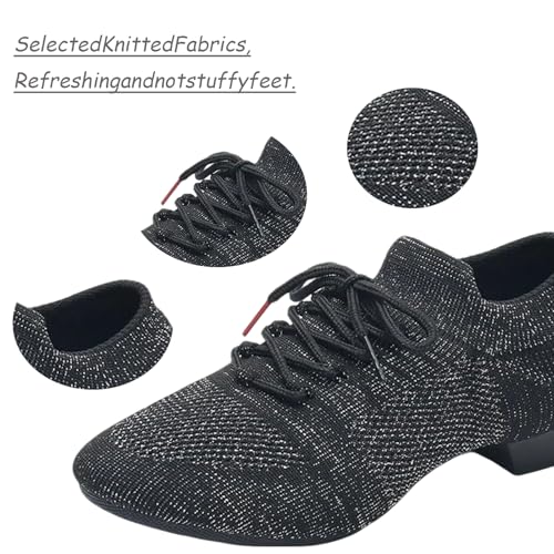 Image of Women's Dance Shoes Closed Toe Lace-up Split-Sole Standard Practice Social Salsa Ballroom Latin Jazz Beginner Teaching Dance Shoes