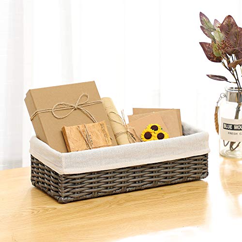 HOSROOME Bathroom Storage Organizer Basket Bin Toilet Paper Basket Storage Basket for Toilet Tank Top Decorative Basket for Closet, Bedroom, Bathroom, Entryway, Office(Grey) - Thumbnail 5