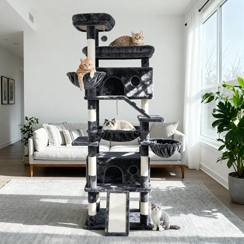 Árbol para gatos de 80 pulgadas con múltiples niveles y rascadores miniatura 1