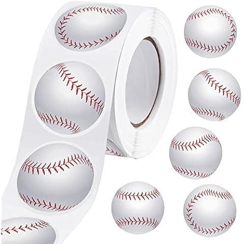 durony 500 Pieces Baseball Stickers Self-Adhesive Sports Ball Sticker Labels Roll Baseball Theme Party Decor Envelope Gift Bag Seal for Sports Party Supplies, Baseball Team Gift, Birthday Parties Cover