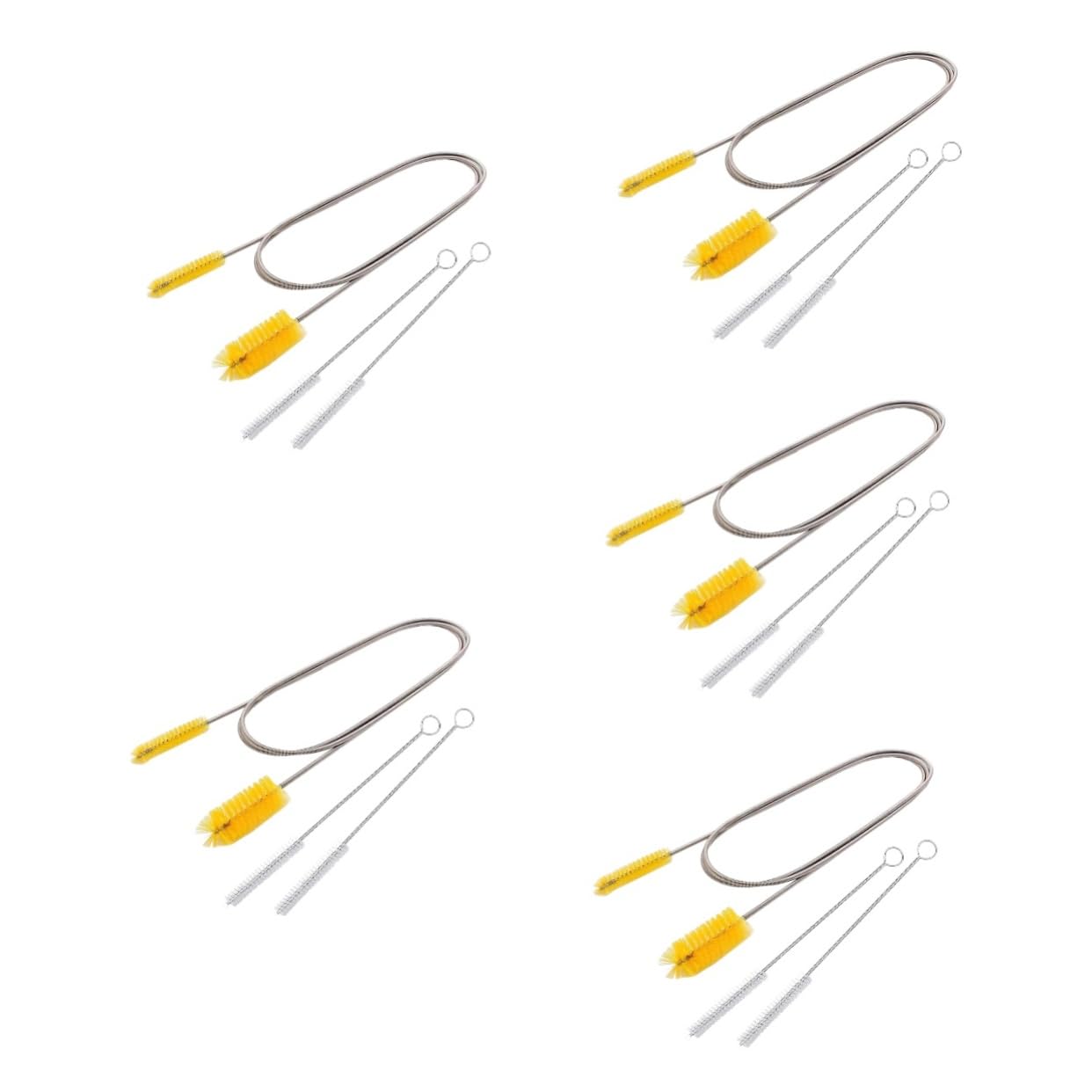 Beavorty 5 Sets Flexible Double Headed Cleaning Brush for Water Inlet and Outlet Fish Tank Brush and Rotating Bristles for Thorough Cleaning