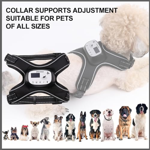 Pilipane GPS Wireless Hundezaun Elektrischer Einstellbares Weste Zaun mit 3 Trainingsmodi wiederaufladbares Haustierzaunsystem mit reflektierenden Streifen für Outdoors