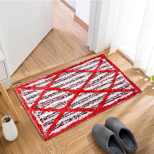 Image of Kuber Industries Door Mat | Dust Trapper Mat | Anti-Skid Door Entrance Mat | Floor Mat for Home Entrance | Katli Mingle Entryway Door Mat | Pack of 2 | Red