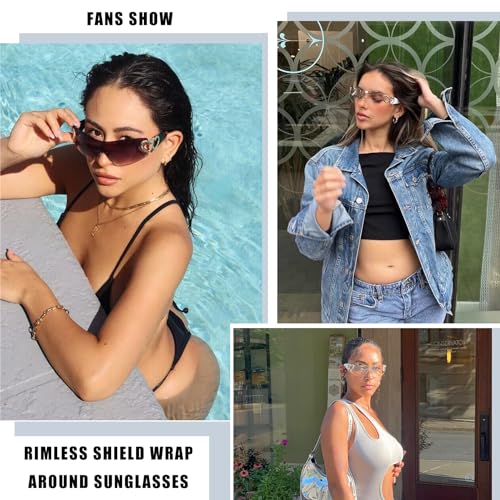 Pro Acme Wrap Around Rimless Sunglasses Women Men, Oversized Fashion Futuristic Sun Glasses Cool Shade 2000S Trendy3