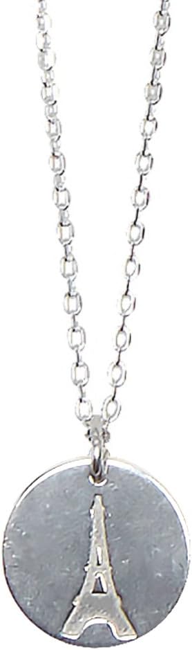 Ellisue Berlin Chain with Eiffel Tower 925 Sterling Silver Plated Rings, 47 cm
