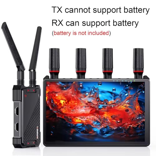 Image of 5G 400M Wireless Transmission System Dual HDMI Video Transmitter and Receiver Extender with LCD Screen for Camera Live Streaming EPL-WL083P