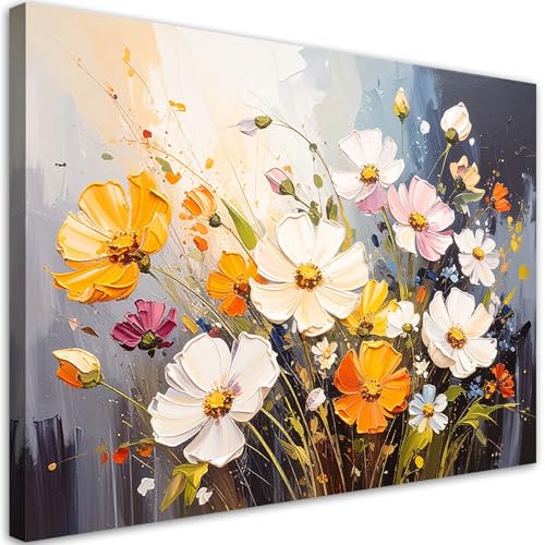 Tableau Fleurs des Champs Feeby Impression Toile 90x60 cm pour Décoration Salon