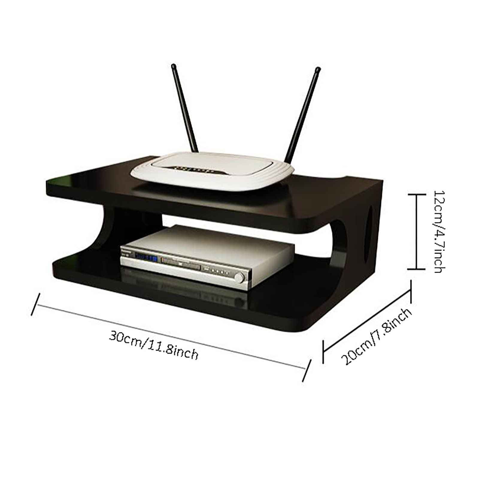 Supporto da parete per TV, mensola sospesa in legno per console multimediale, router, lettore DVD, TV box, telecomandi, giochi WiFi e archiviazione audio-video