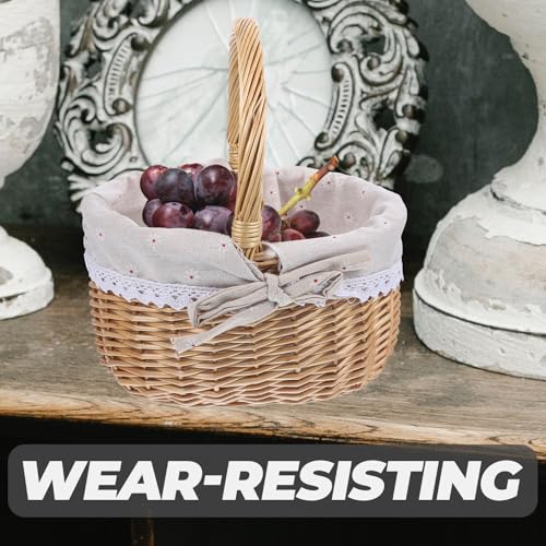 Cesta de mimbre resistente y texturizada para snacks con lino creativo 7