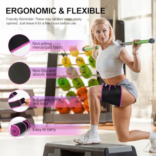 Image of supregear Thigh Wraps Support, Adjustable Compression Neoprene Thigh Sleeve Hamstring Quad Wrap Upper Leg Brace for Women Men Pulled Groin Muscle, Quadriceps, Black + Fuchsia Pink, L