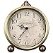 Réveil Justup 5,2 pouces doré classique rétro européen style vintage horloge de bureau avec pas de tic-tac, lentille en verre HD facile à lire pour chambre à coucher, salon, enfants (A)