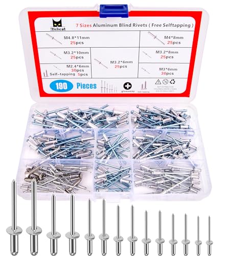 Richcat ブラインドリベット アルミニウム 耐圧 耐食 M2.4 M3.0 M3.2 M4 M4.8 ブラインドリベット/リベットファスナーキット