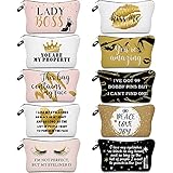 10 Pieces Letters Makeup Bags Cosmetic Pouch Travel Zipper Cosmetic Organizer Toiletry Bag Printing Pencil Bag for Women Girls Supplies Christmas Gift (Gold and Pink Style)