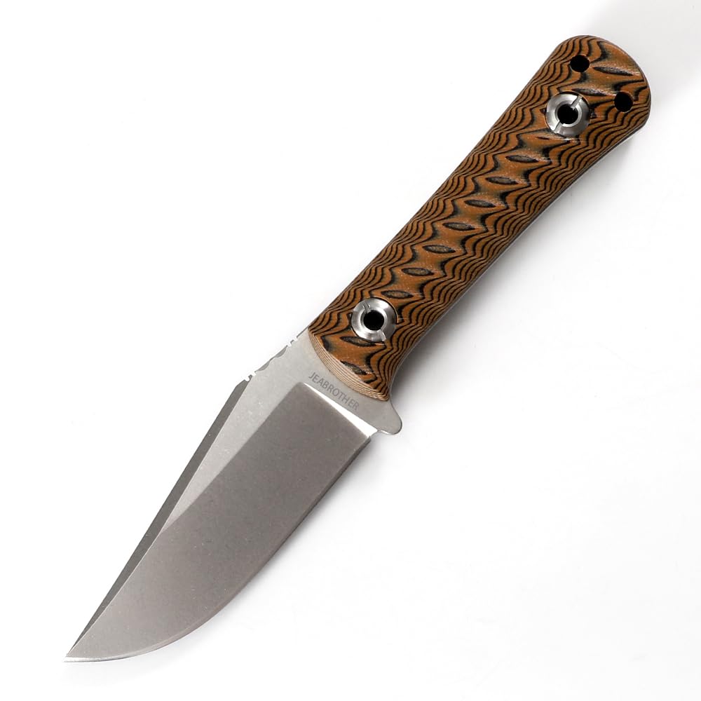 JEABROTHER Outdoor fixed blade knife with G10 handle, DC53 steel blade, Kydex sheath. Suitable for camping, hiking, fishing. Ideal gift.(B)