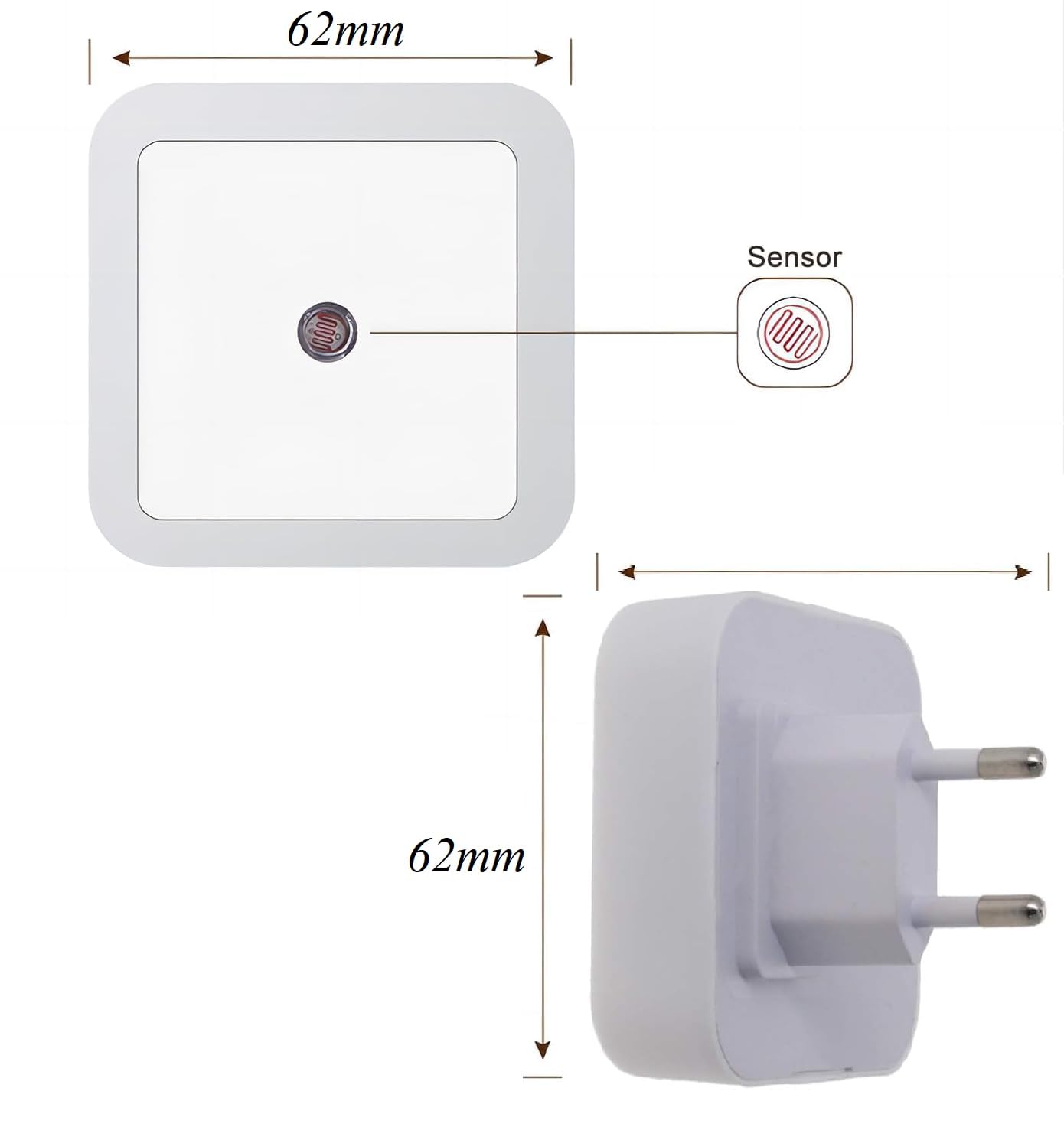 4Pcs LED Night Light 0 5W Smart Light Sensing Warm White Nightlight 65mm ABS Auto Sensor Bedroom Bathroom — view 2