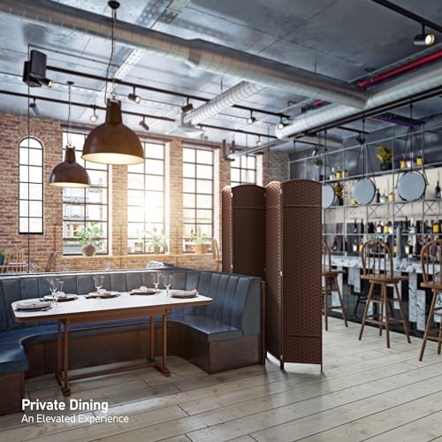 Sorbus 4 Panel Room Divider 6 ft. Tall - Privacy Screen, Extra Wide Double Hinged Panels, Mesh Hand-Woven Design, Partition Room Dividers and Folding Privacy Screens, Wall Divider for Room Separation