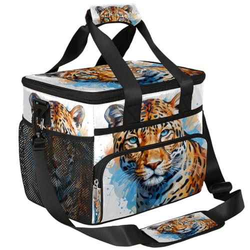 Leopard Insulated Picnic Backpack Lunch Box for Women Men Picnic Basket Tote Lunch Bag Picnic Bag Portable Lunch Bags for Picnic, Beach, Work, Trip,Office, Camp Leopard Painting