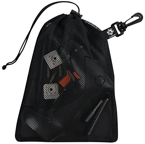 Mesh Drawstring Bag with Clip - Nylon Pouch with Ventilating Mesh Side and Fastening Hook2