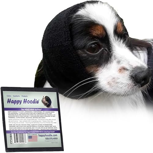 Happy Hoodie – Das Original Beruhigungsband für Hunde & Katzen – zur Angstlinderung – Geräuschunterdrückung bei Feuerwerk, Gewitter, Haustierpflege & Krafttrocknung – Beruhigungshilfe für Hunde seit
