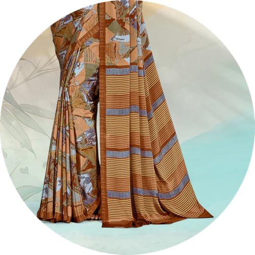 Image of Jaanvi fashion Women's Crepe Silk Saree with Unstitched Blouse Piece | Soft Lightweight Traditional Ethnic Wear Saree for Party, Wedding, Festival
