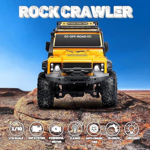 Image of Remote Control Off-Road Truck Remote Control Car Remote Control Car Full Proportional 1 /10 2.4GHz 4WD 15km /h Climbing Car RTR Toy for Kids Boys,Multicolor