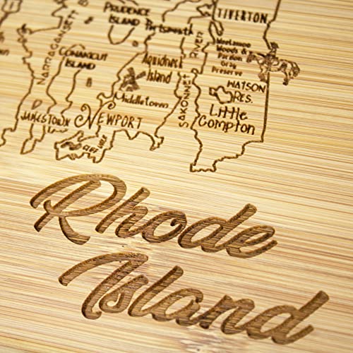 Image of Totally Bamboo A Slice of Life Rhode Island Engraved Map Cutting Board
