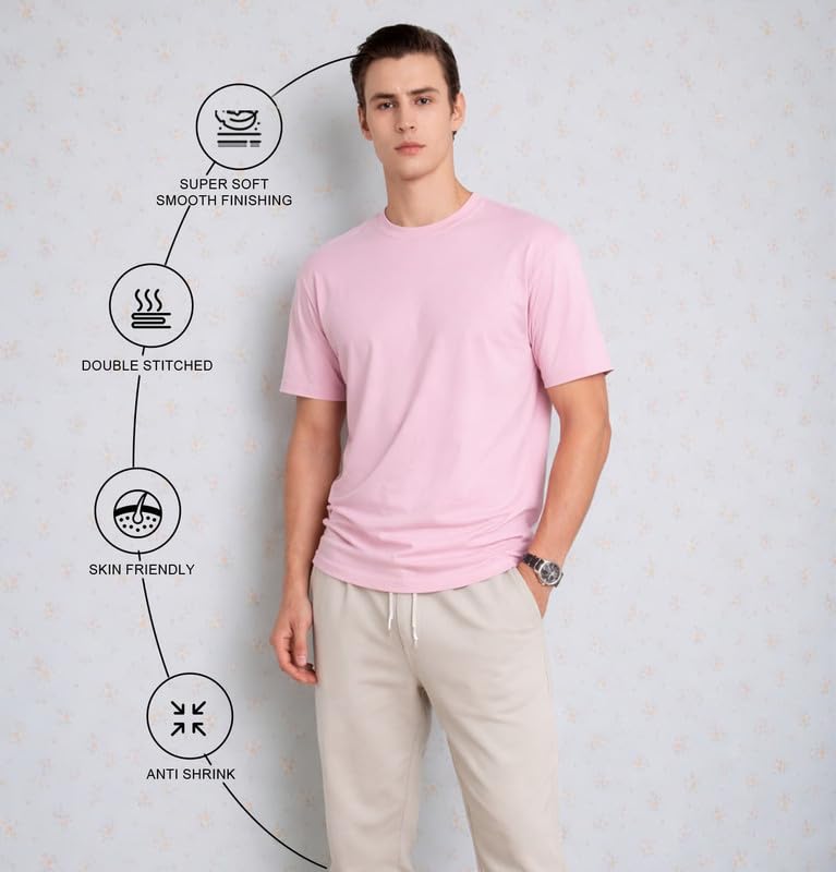 Image of Sleepynuts Men's Regular Fit Round Neck Half Sleeves Solid Casual Wear T-Shirt