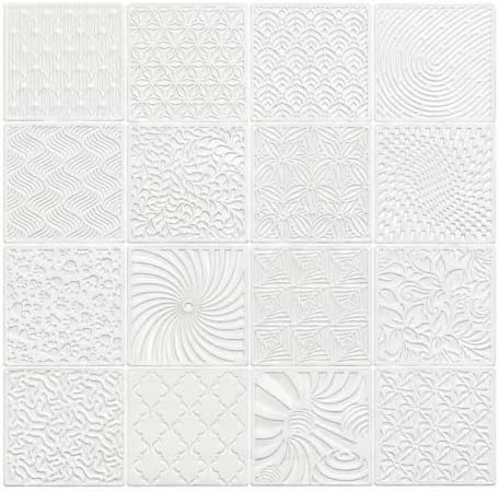Reusable Geometric Painting Stencils, 16 Pack 5.9x5.9 Inch PET Ho...