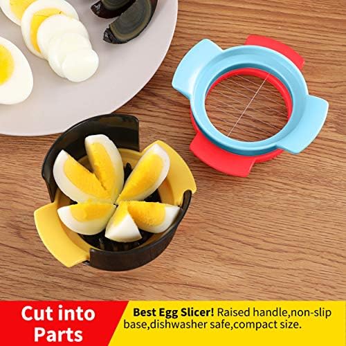 3 in 1 Egg Slicer for Hard Boiled Eggs, Dishwasher Safe Egg Cutter-Durable 430 Stainless Steel Wires, Easy to Clean, Time-Saving (Black)