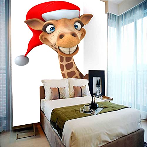 Papier peint salon moderne girafe pour masquer les défauts d'un mur TV
