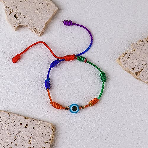 Image of Caiyao Evil Eye Bracelet - Handmade Adjustable Red Black String Knot Lucky Kabbalah Protection Bracelet