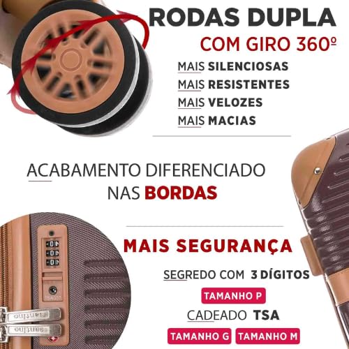 Mala de Viagem de Bordo Kabri 10kg Rígida ABS Padrão ANAC com 4 Rodas duplas 360º e Trava de segredo