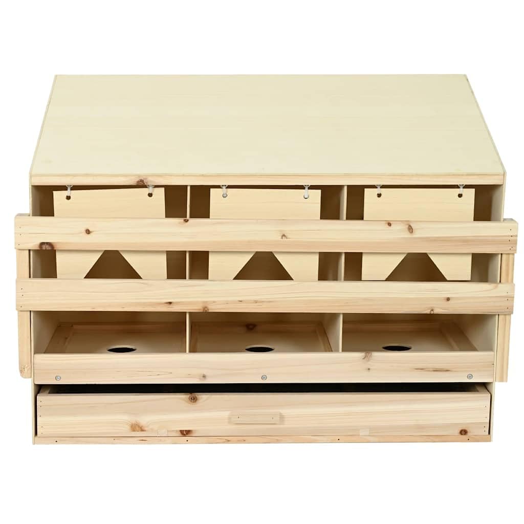 Nido para gallinero, 3 compartimentos, 93 x 40 x 65 cm, de madera de pino, nido para gallinero con función de desenrollamiento de huevos y percha