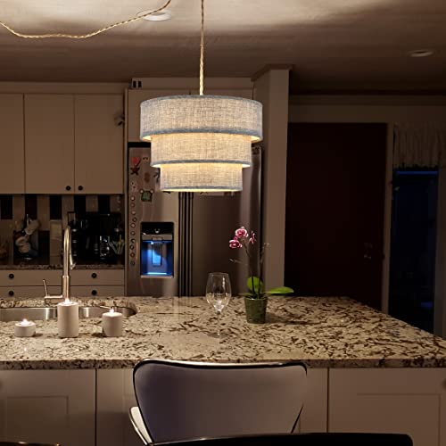 Xininsun 3-Tier Drum Plug In Pendant Light,Hanging Lamp With Dimmable Switch 15Ft Hemp Rope Cord, Hanging Lights Fixture With Plug In Cord Plug In Chandelier For Bedroom Dining Room Entryway... #TOP4