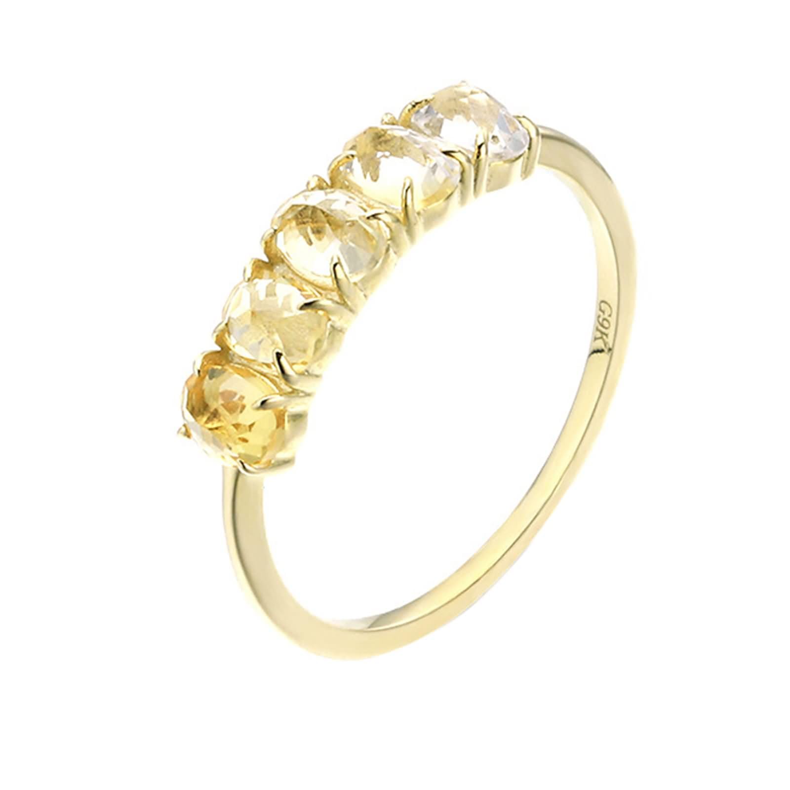 Beydodo Anillo Boda Oro 9 14 18 Kilates de Mujer con Ovalado con Citrino Creado, Anillos de Mujer de Compromiso Oro